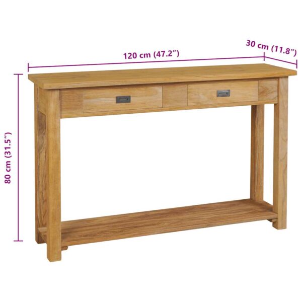 vidaXL Console Table Solid Teak 120x30x80 cm - Image 7