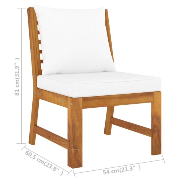 vidaXL 4 Piece Garden Lounge Set with Cushion Cream Solid Acacia Wood - Image 12