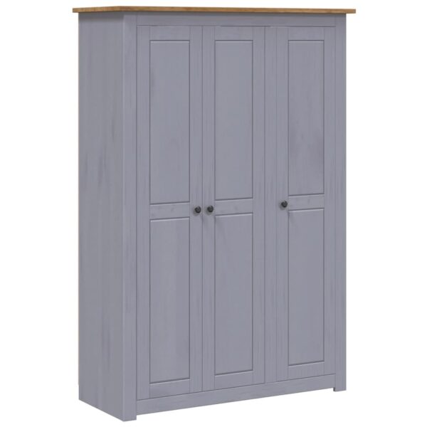 vidaXL 3-Door Wardrobe Grey 118x50x171.5 cm Pine Panama Range - Image 2