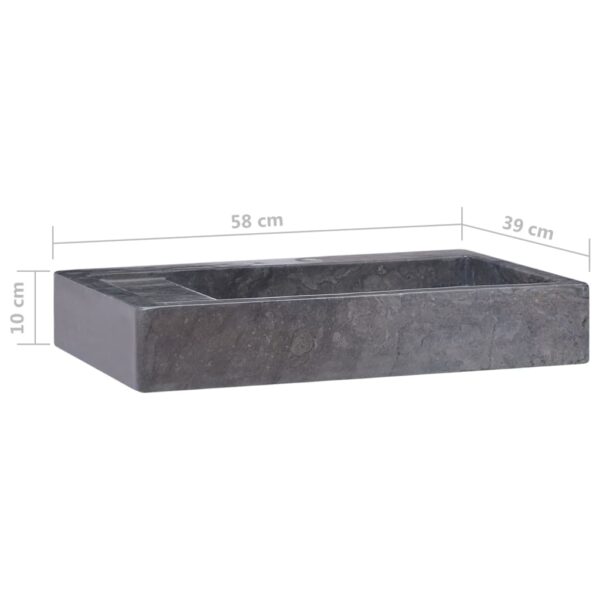 vidaXL Sink Black 58x39x10 cm Marble - Image 8
