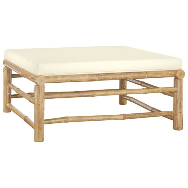 vidaXL 12 Piece Garden Lounge Set with Cream White Cushions Bamboo - Image 7