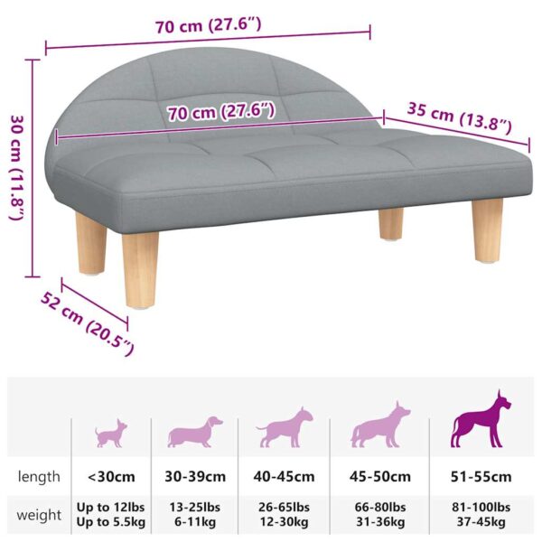 vidaXL Dog Bed Light Grey 70x52x30 cm Fabric - Image 7