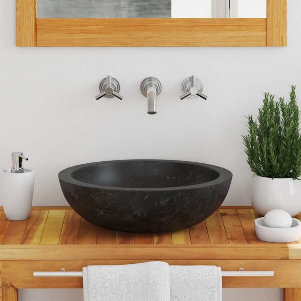 vidaXL Sink 40x12 cm Marble Black - Image 3