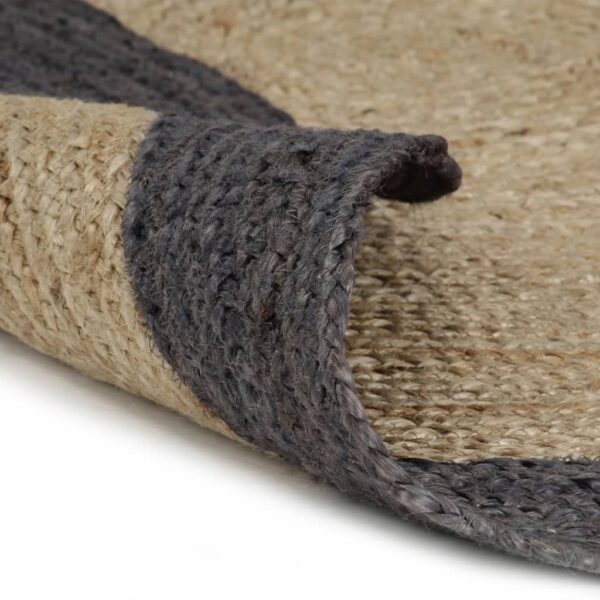 vidaXL Handmade Rug Jute with Dark Grey Border 120 cm - Image 2