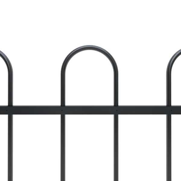 vidaXL Garden Fence with Hoop Top Steel 1.8 m Black - Image 3