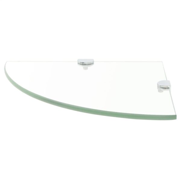 vidaXL Corner Shelves 2 pcs with Chrome Supports Glass Clear 35x35 cm - Image 3