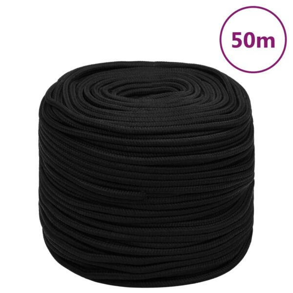 vidaXL Work Rope Black 10 mm 50 m Polyester - Image 1