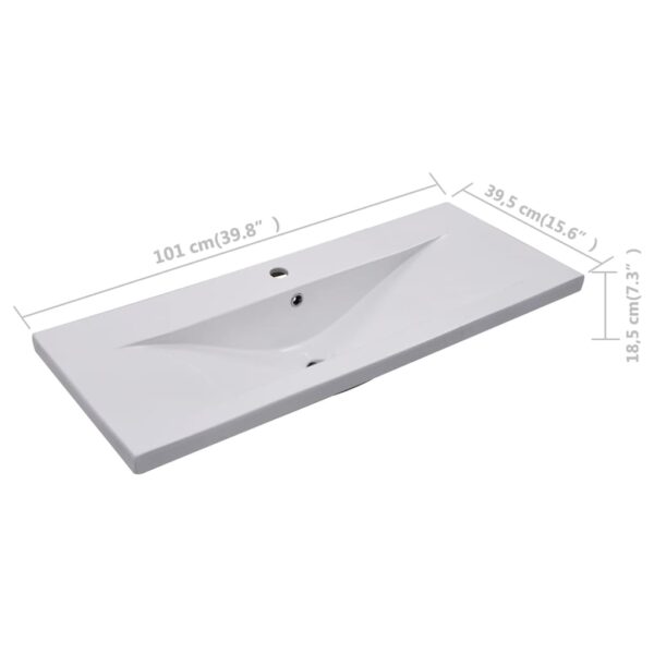 vidaXL Built-in Basin 101x39.5x18.5 cm Ceramic White - Image 7