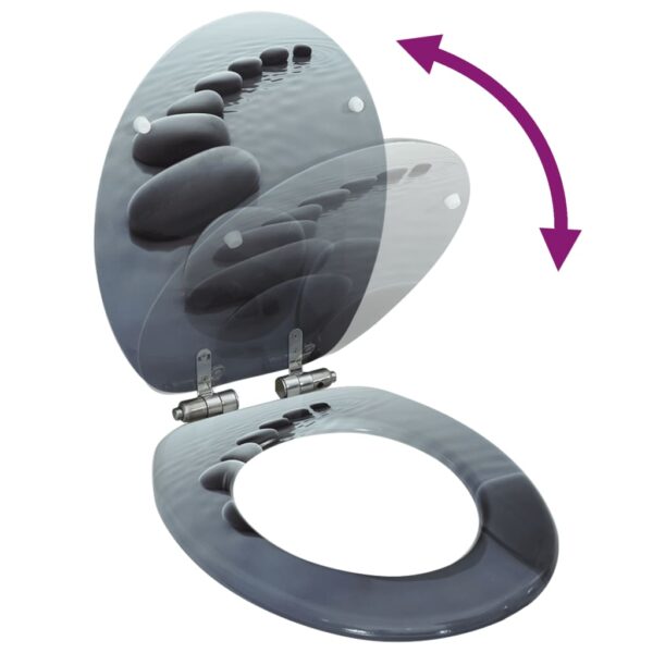 vidaXL WC Toilet Seat with Soft Close Lid MDF Stones Design - Image 2