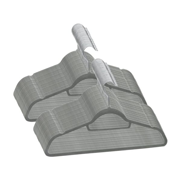 vidaXL 50 pcs Clothes Hanger Set Anti-slip Grey Velvet - Image 2