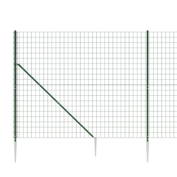vidaXL Wire Mesh Fence with Spike Anchors Green 1.6x25 m - Image 4