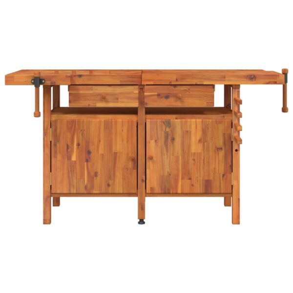vidaXL Workbench with Drawers and Vices 162x62x83 cm Solid Wood Acacia - Image 3