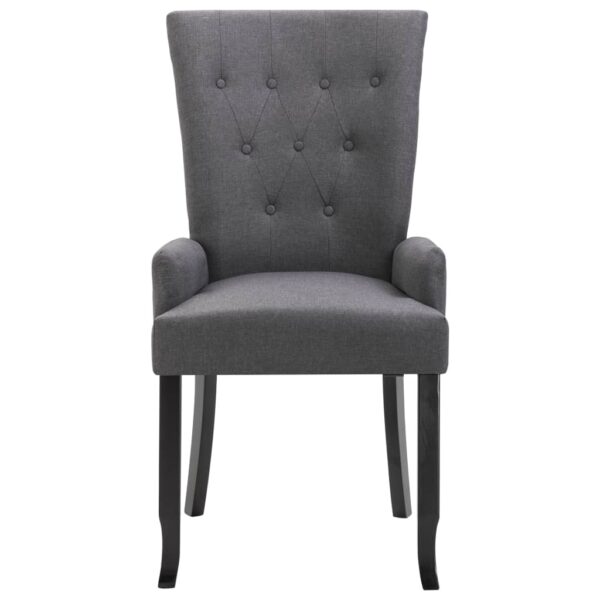 vidaXL Dining Chair with Armrests Dark Grey Fabric - Image 3