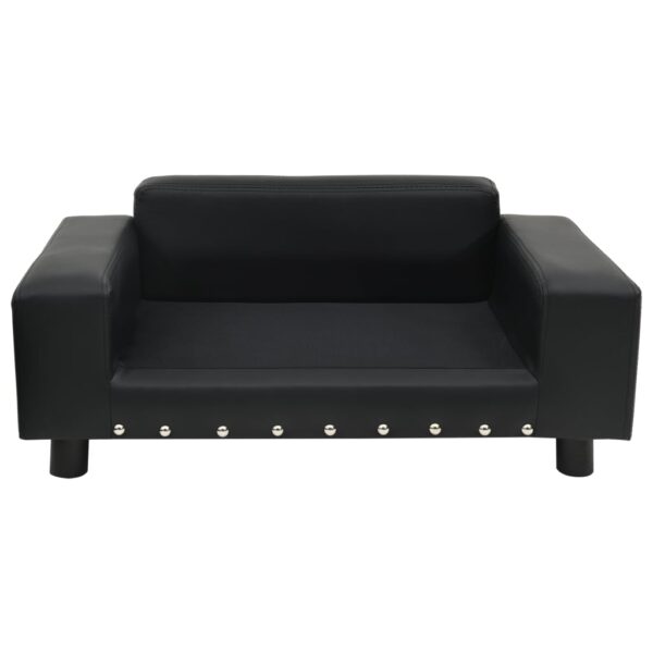 vidaXL Dog Sofa Black 81x43x31 cm Plush and Faux Leather - Image 2