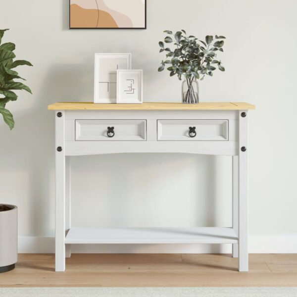 vidaXL Console Table Mexican Pine Corona Range White 90x34.5x73 cm - Image 1