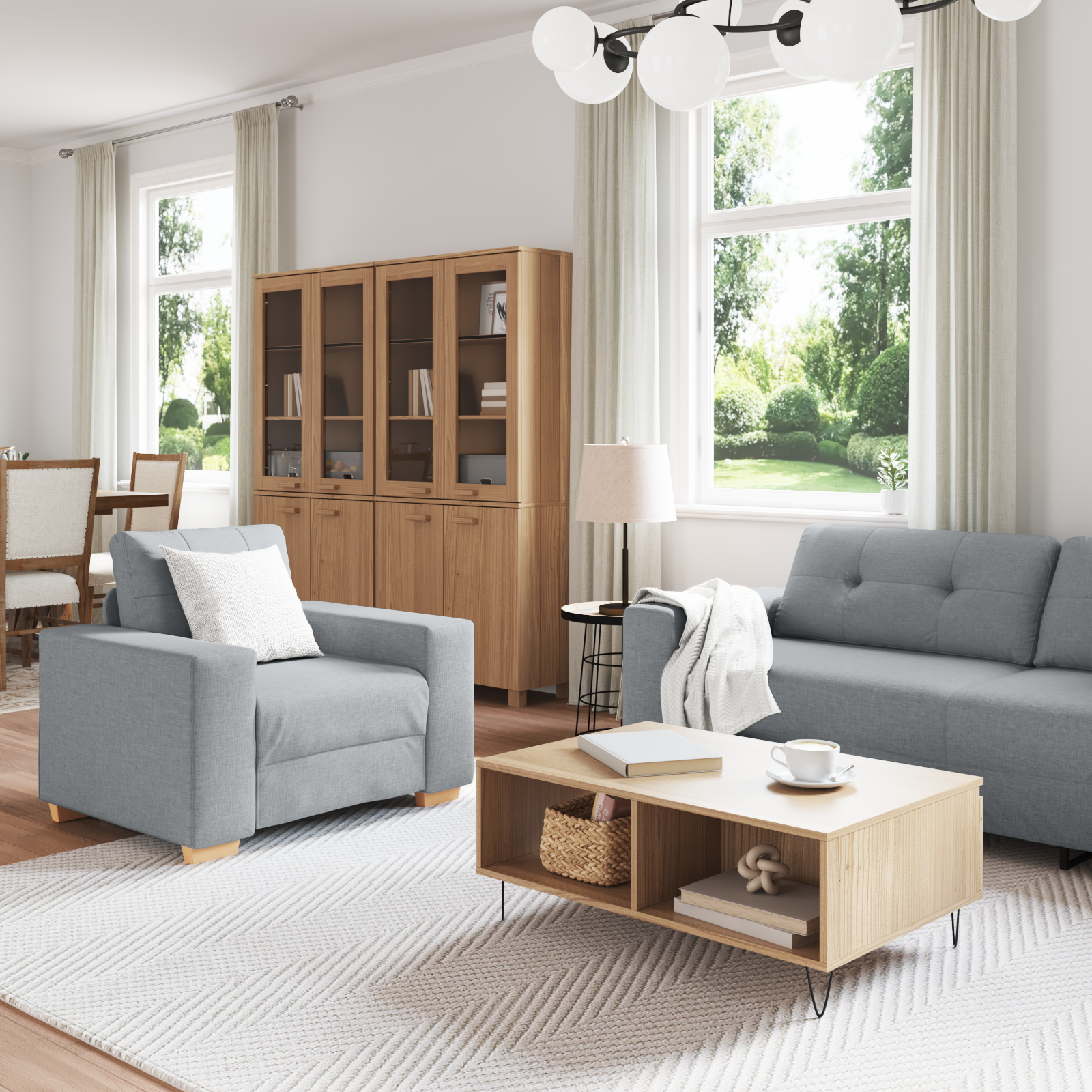 image_product3324628P_Mood_3324628-Mood-Image-2_01 vidaXL Sofa Set with Cushion with Pillow 3 pcs Grey Fabric - Image 3