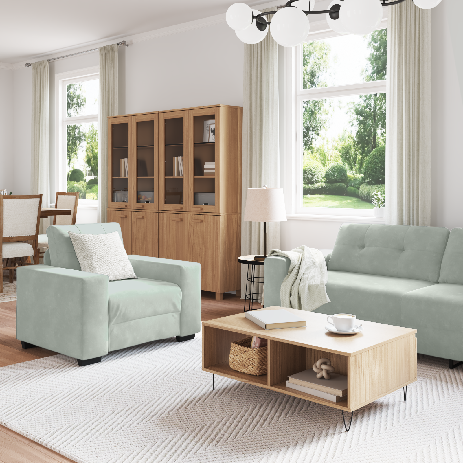 image_product3324639P_Mood_3324639-Mood-Image-2_02 vidaXL Sofa Set with Cushion 3 pcs Grey 221 x 78 x 80 cm Velvet - Image 3