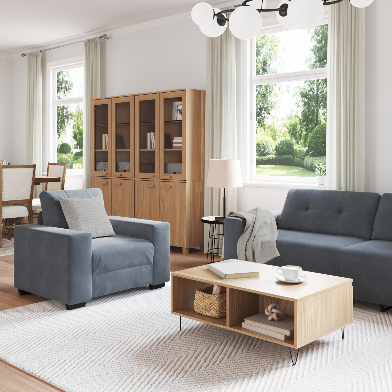 image_product3324640P_Mood_3324640-Mood-Image-2_02 vidaXL Sofa Set with Cushion 3 pcs Grey 221 x 78 x 80 cm Velvet - Image 3