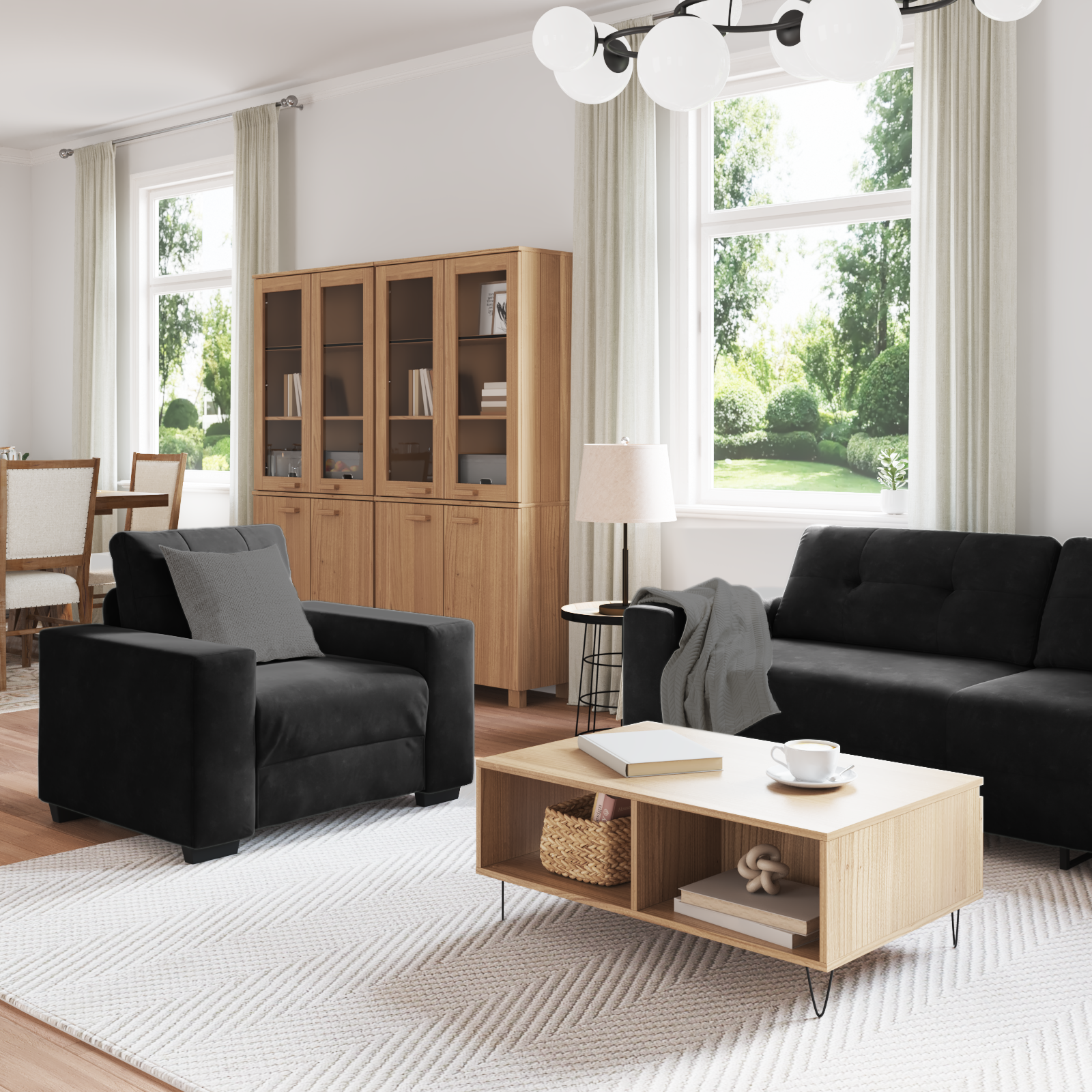 image_product3324644P_Mood_3324644-Mood-Image-2_02 vidaXL Sofa Set with Cushion 3 pcs Black 221 x 78 x 80 cm Velvet - Image 3