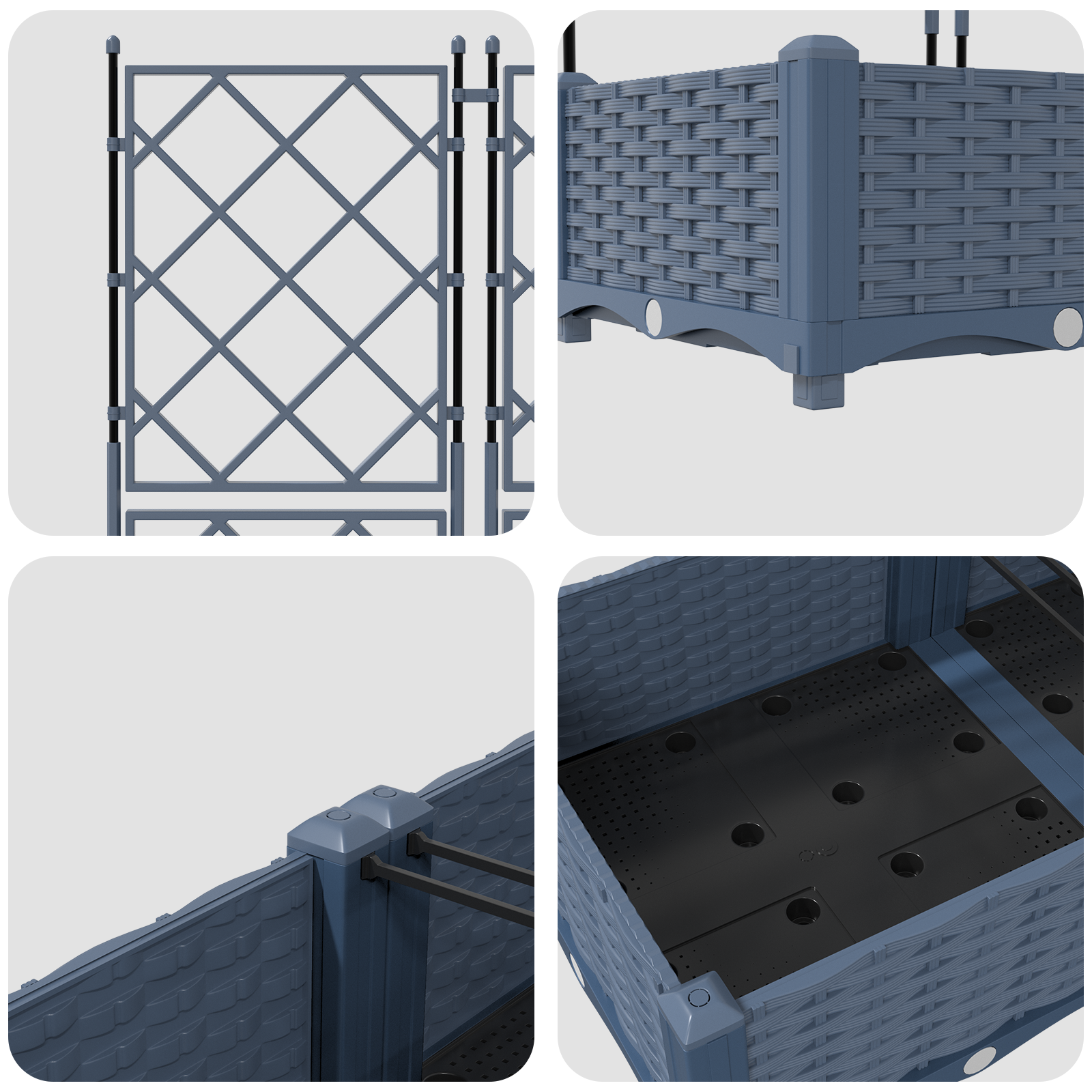 image_product42002862P_Detail_42002862-Detail_01 vidaXL Garden Planter with Trellis 3 pcs Grey 120 x 40 x 125.5 cm PP - Image 8