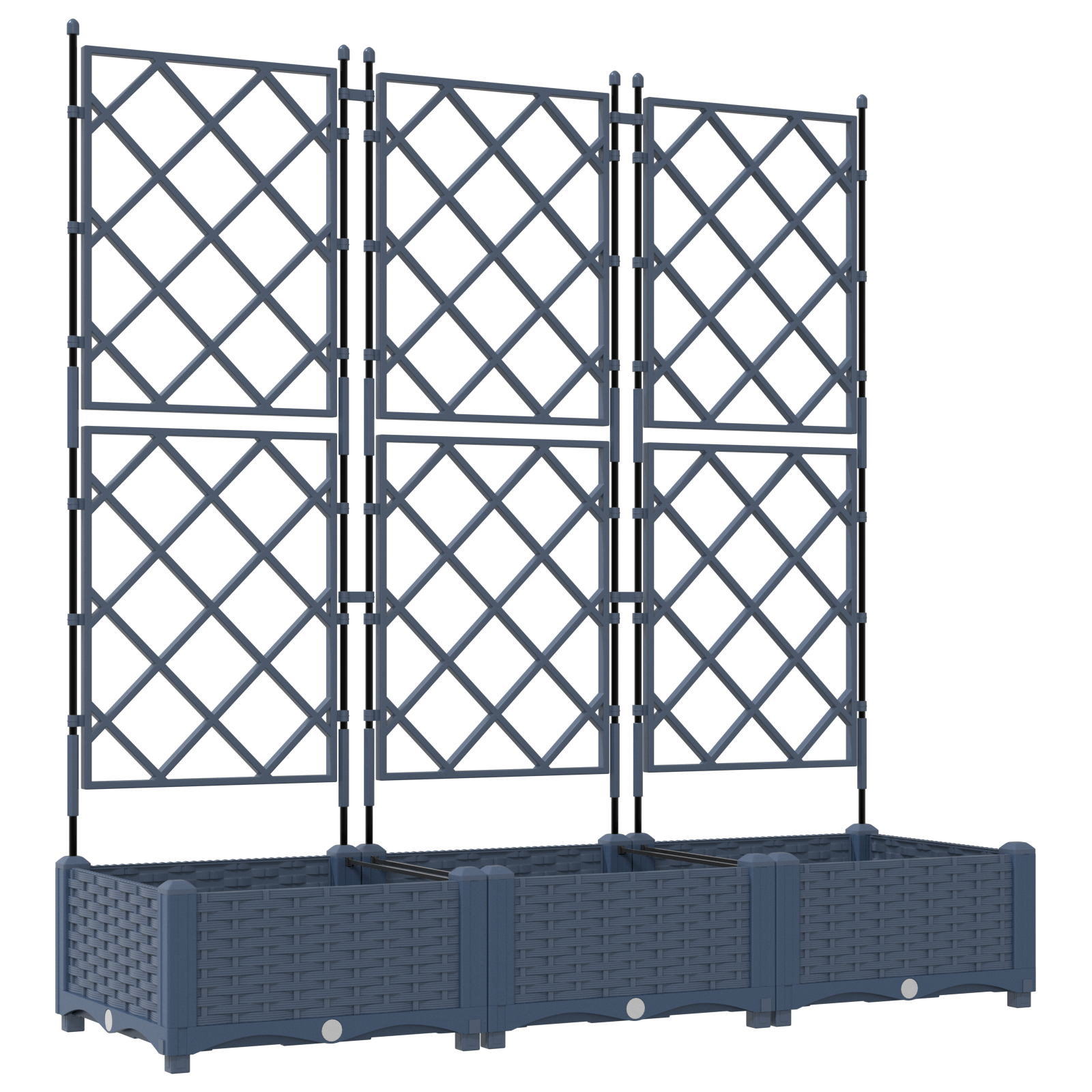 image_product42002862P_Image_42002862-WBG-Angle-Main_01 vidaXL Garden Planter with Trellis 3 pcs Grey 120 x 40 x 125.5 cm PP - Image 2