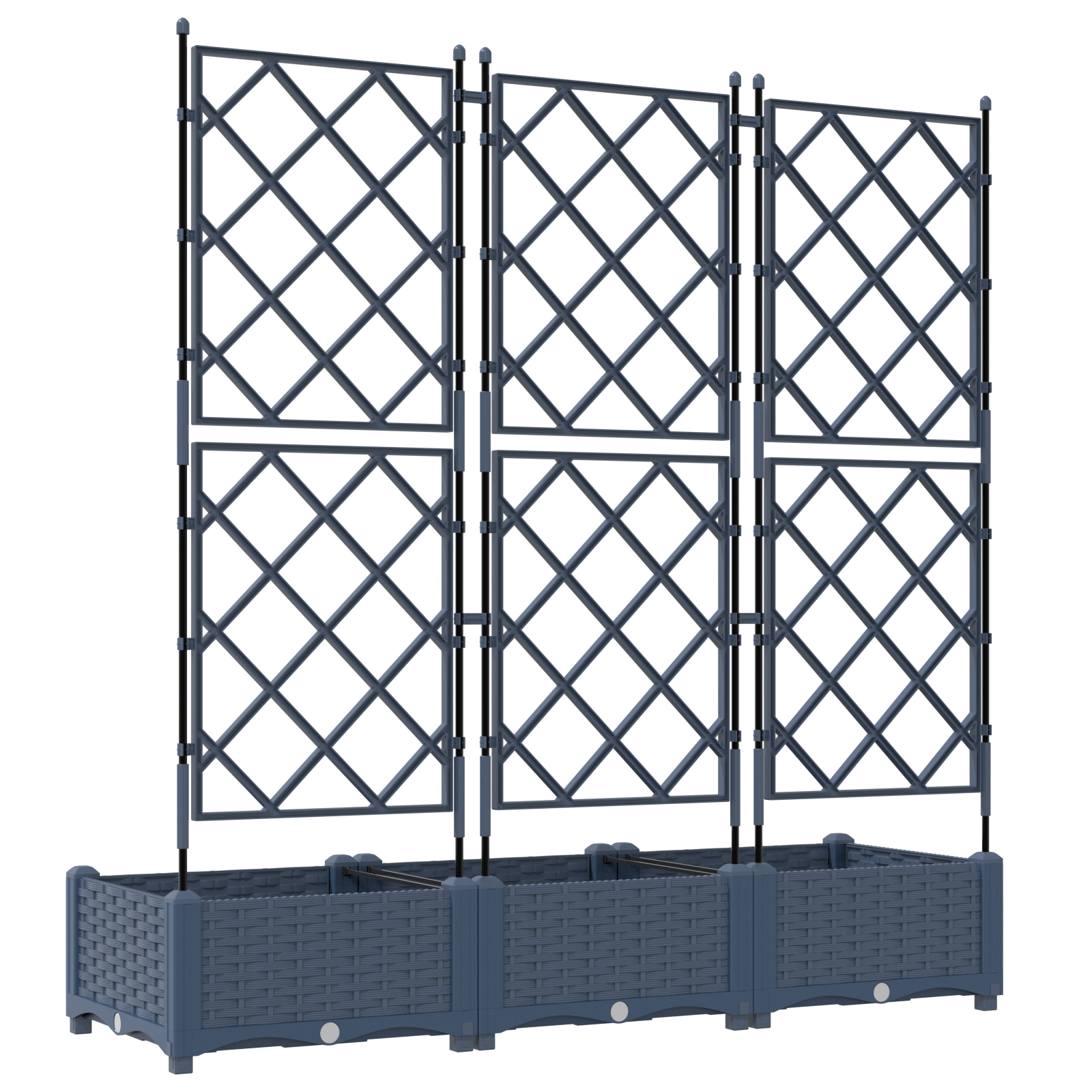 image_product42002862P_Image_42002862-WBG-Back_02 vidaXL Garden Planter with Trellis 3 pcs Grey 120 x 40 x 125.5 cm PP - Image 7