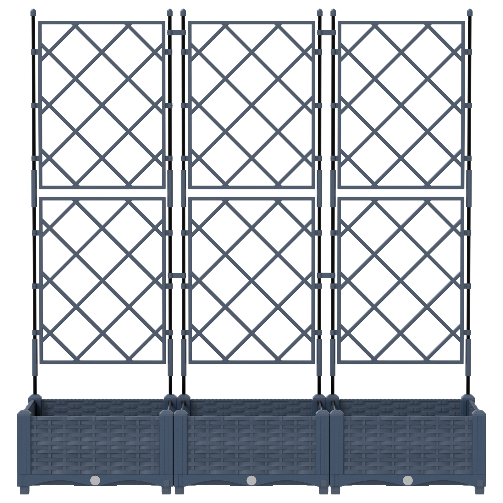 image_product42002862P_Image_42002862-WBG-Front_03 vidaXL Garden Planter with Trellis 3 pcs Grey 120 x 40 x 125.5 cm PP - Image 5