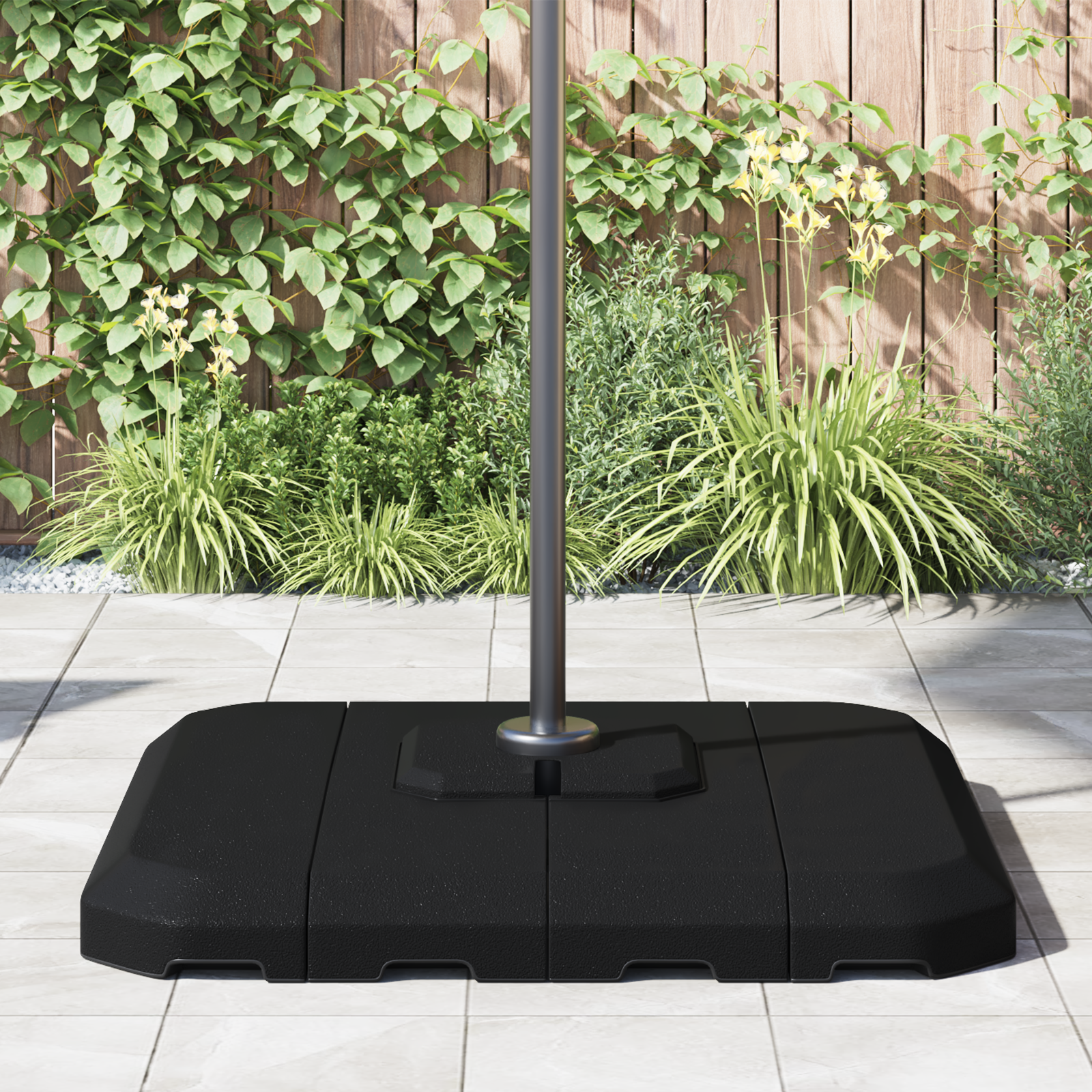 image_product42006931P_Mood_42006931-Mood-Image-2_02 vidaXL Cantilever Parasol Base Set 4 pcs Black 98 x 98 x 13 cm Plastic - Image 4