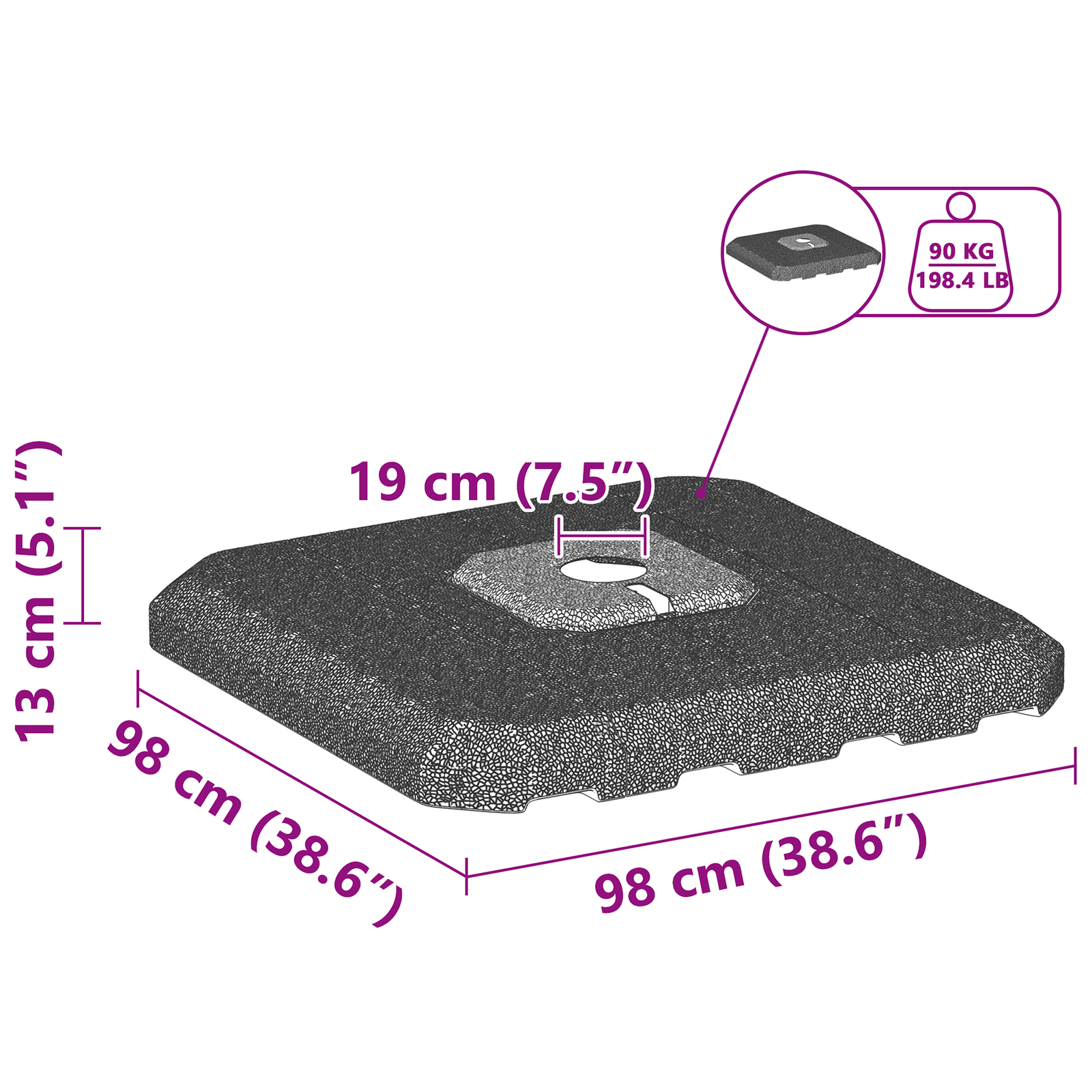 image_product42006931P_Size_42006931-WBG-Size-EU_01 vidaXL Cantilever Parasol Base Set 4 pcs Black 98 x 98 x 13 cm Plastic - Image 13