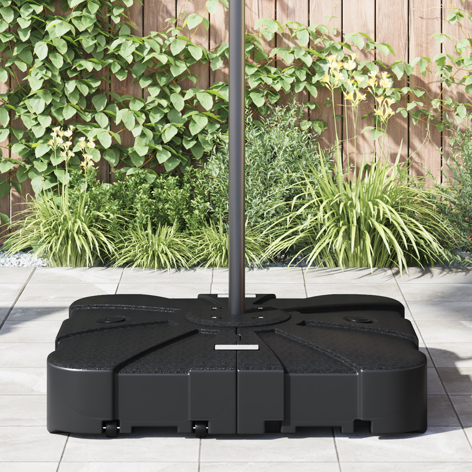 image_product42006932P_Mood_42006932-Mood-Image-2_02 vidaXL Cantilever Parasol Base Set 2 pcs Black 88 x 88 x 19 cm Plastic - Image 4