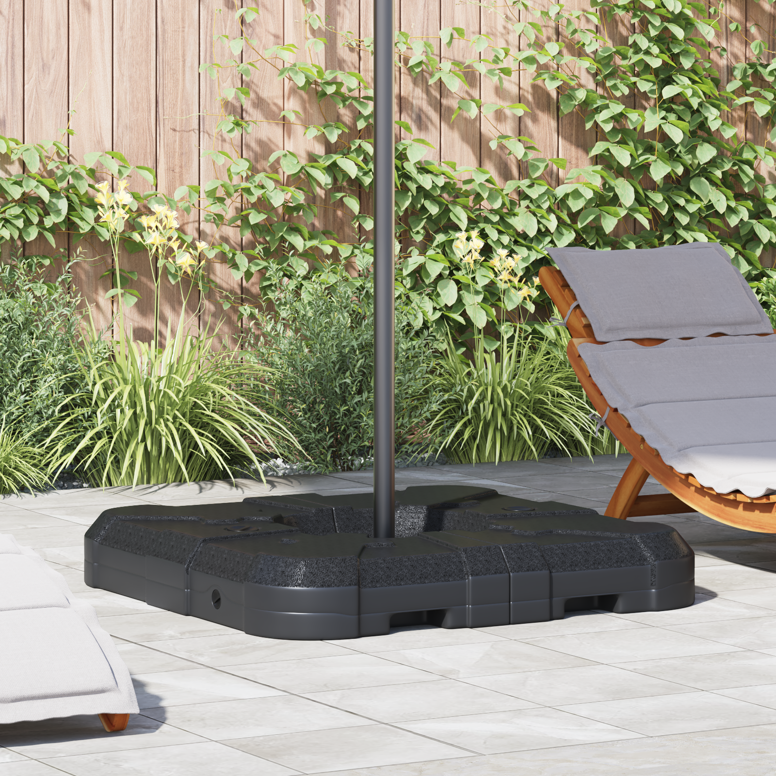 vidaXL Umbrella Base Set 2 pcs Black 88.5 x 88.5 x 12 cm Plastic