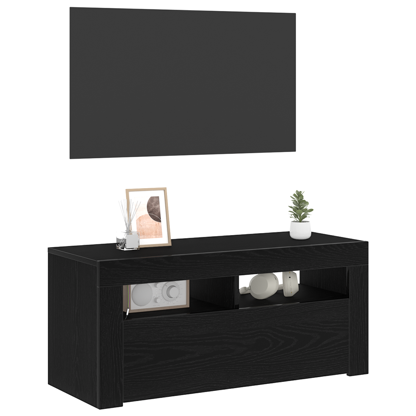 vidaXL TV Cabinet Black 90 x 35 x 40 cm Engineered wood - Image 4