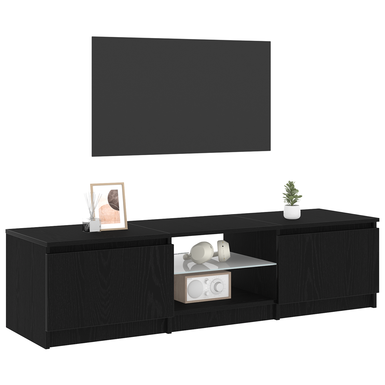 vidaXL TV Cabinet Black 140 x 38.5 x 36 cm Engineered wood - Image 3