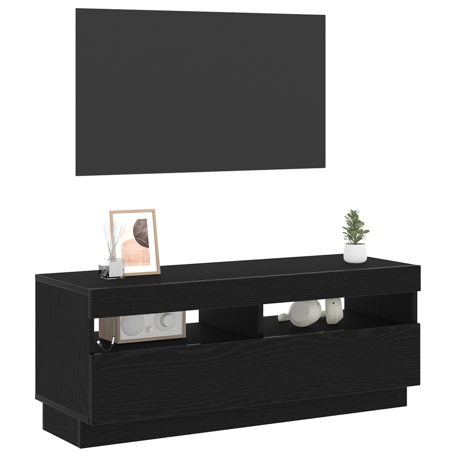 vidaXL TV Cabinet Black 100 x 35 x 40 cm Engineered wood - Image 3
