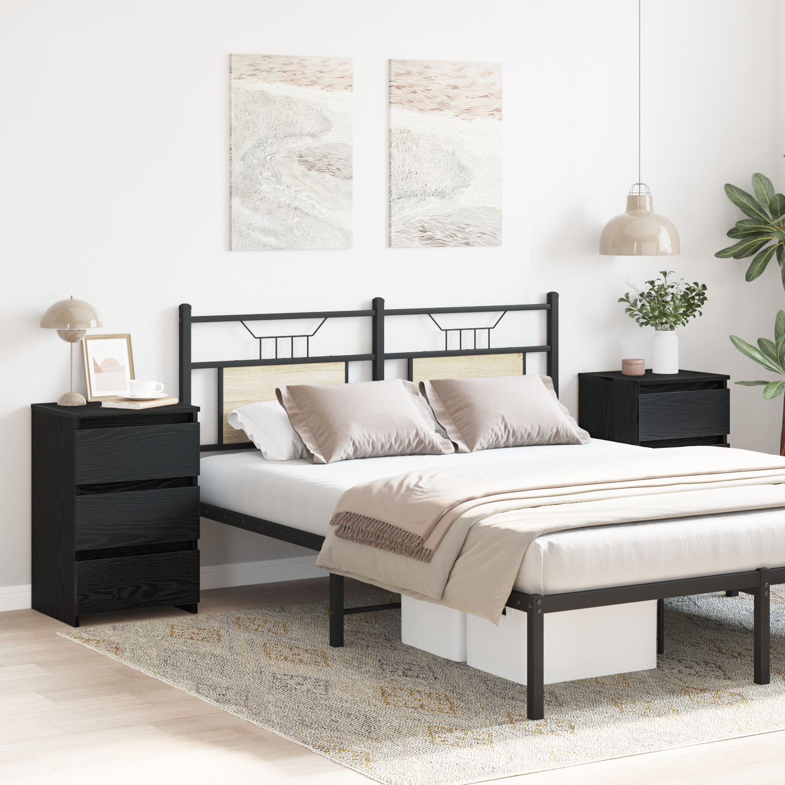 image_product862614P_Mood_862614-Mood-Image-2_02 vidaXL Bedside Cabinet with Drawer 2 pcs Black oak 40 x 35 x 62.5 cm - Image 4