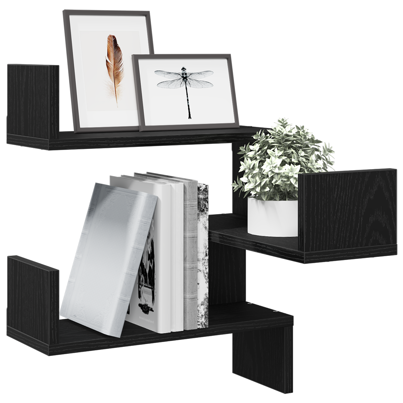 image_product862653P_Staged_862653-WBG-Mood_01 vidaXL Wall Corner Shelf with Shelf 2 pcs Black oak 40 x 40 x 49.5 cm - Image 3