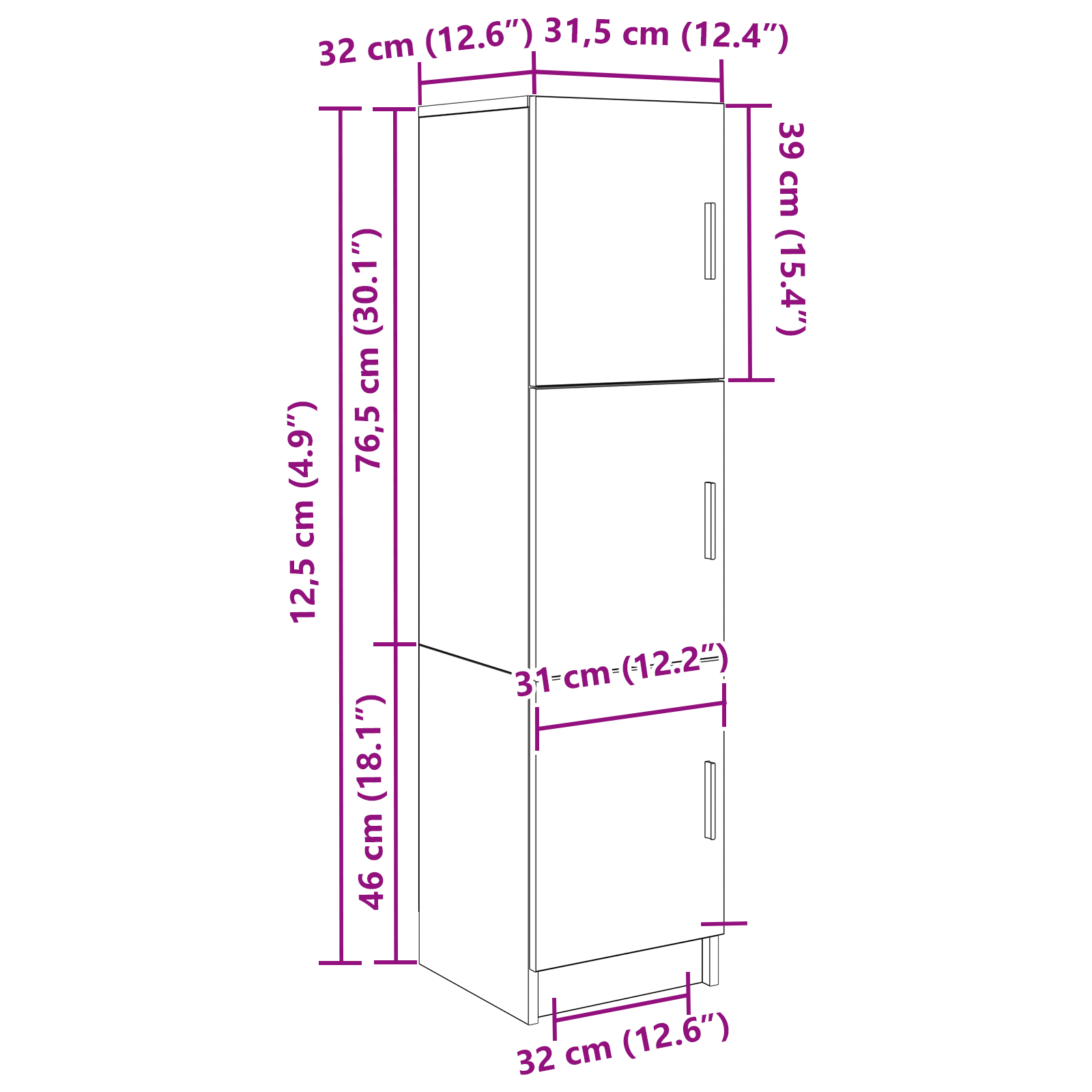 image_product869346P_Size_869346-WBG-Size-EU_01 vidaXL Highboard White 31.5 x 32 x 124 cm Engineered wood - Image 11