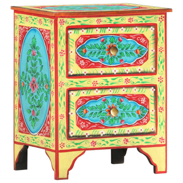 vidaXL Hand Painted Bedside Cabinet 40x30x50 cm Solid Mango Wood - Image 12
