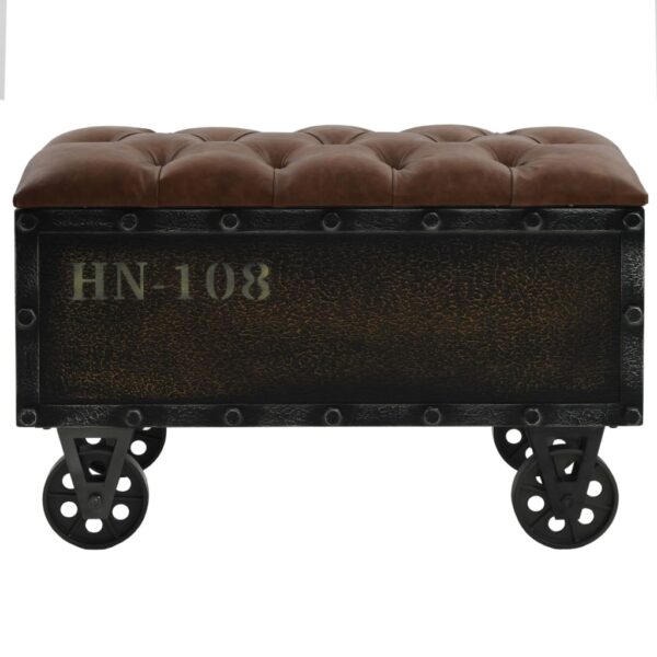 vidaXL Storage Bench 80.5x41x50 cm Solid Wood and Artificial Leather - Image 2
