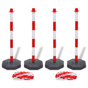vidaXL Set of 4 Chain Posts and 2 Plastic Chians of 10 m Each