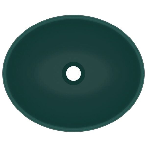 vidaXL Luxury Basin Oval-shaped Matt Dark Green 40x33 cm Ceramic - Image 4