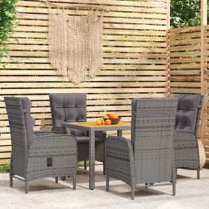 vidaXL 5 Piece Garden Dining Set Poly Rattan Grey