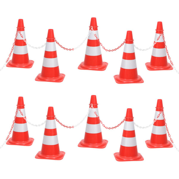 vidaXL Chain Cone Set with 10 m Chain Red and white - Image 1
