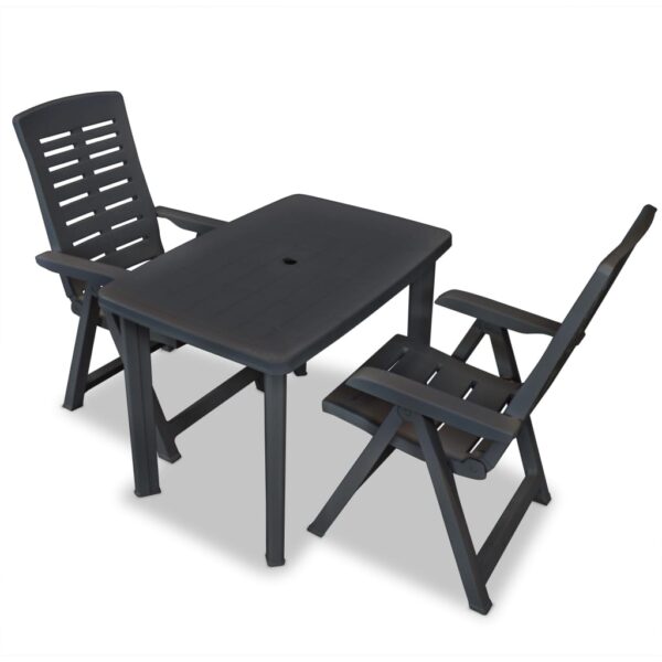 vidaXL 3 Piece Bistro Set Plastic Anthracite - Image 1