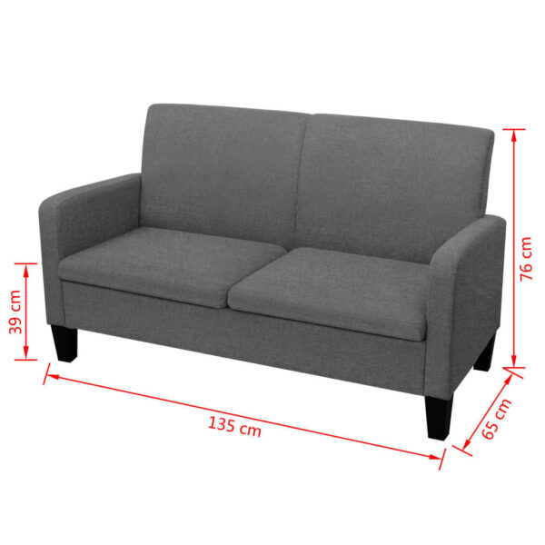 vidaXL 2-Seater Sofa 135x65x76 cm Dark Grey - Image 4
