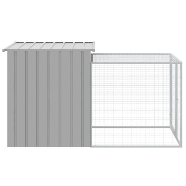 vidaXL Chicken Cage with Run Light Grey 110x201x110 cm Galvanised Steel - Image 4