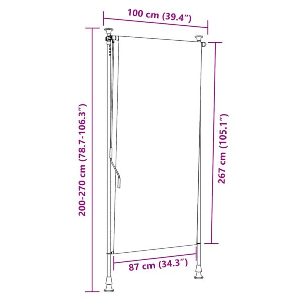 vidaXL Outdoor Roller Blind 100x270 cm Anthracite - Image 7