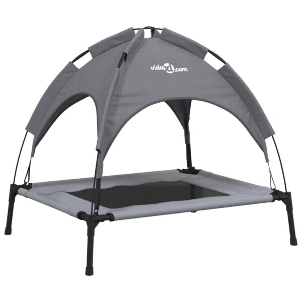 vidaXL Dog Bed with Canopy Anthracite Oxford Fabric and Steel - Image 2