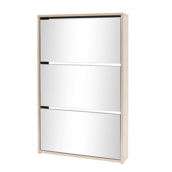 vidaXL Shoe Cabinet 3-Layer Mirror Oak 63x17x102.5 cm - Image 2