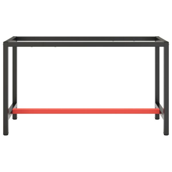 vidaXL Work Bench Frame Matte Black and Matte Red 140x50x79 cm Metal - Image 3
